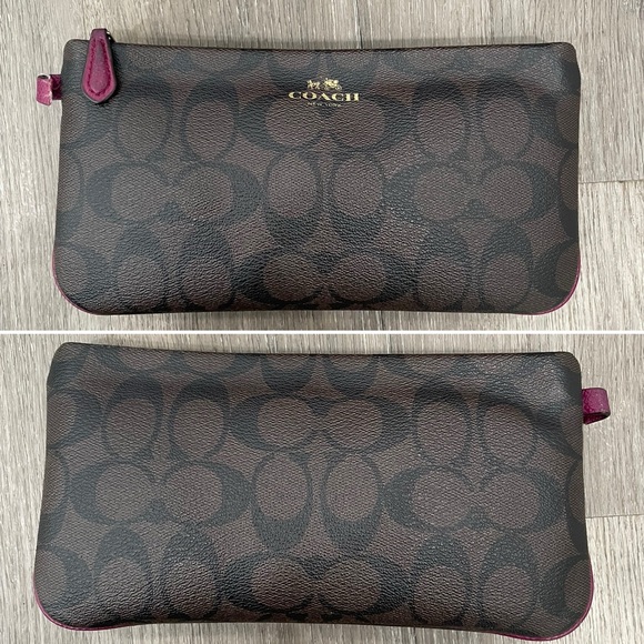 COACH✨Dahlia Purple & Gold Cross Grain Leather City Zip Tote & Wallet - Picture 12 of 16